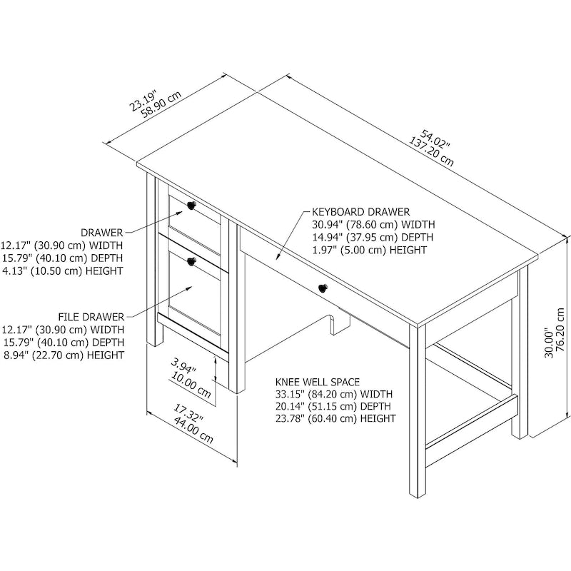 Bureau informatique avec tiroirs