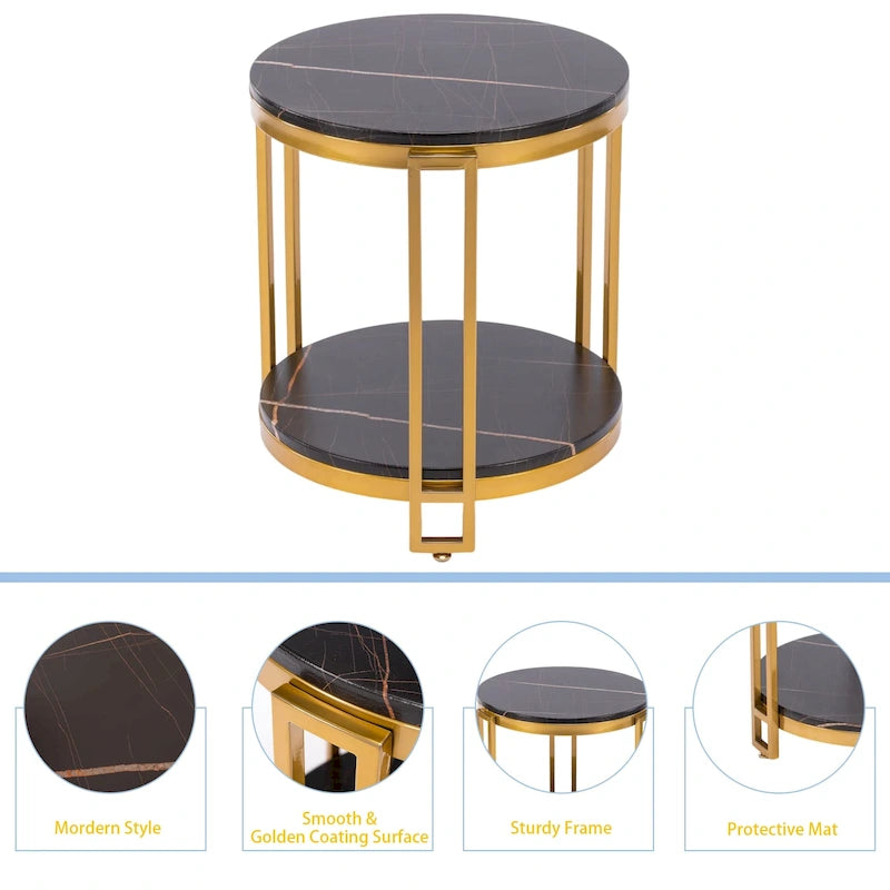 Tables d'appoint pour salon,Table d'appoint ronde,Table d'appoint ronde avec cadre en métal