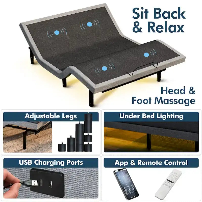 Sommier réglable avec un matelas hybride de 30,5 cm