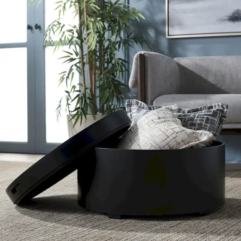 SAFAVIEH Ioana Round Tray Top Coffee Table with Storage - 23  L x 23  D x 13  H - 23Wx23Dx13H