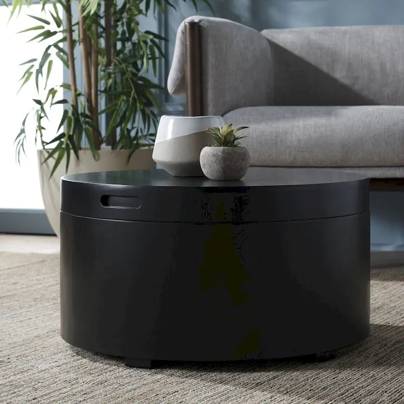Table basse ronde avec rangement
