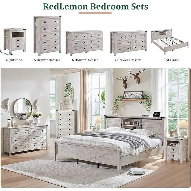 Commode de rangement à sept tiroirs de style campagnard