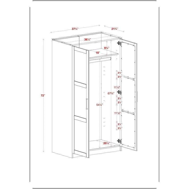 Armoire urbaine à double porte en bois massif, avec portes en bois massif et portes miroir.
