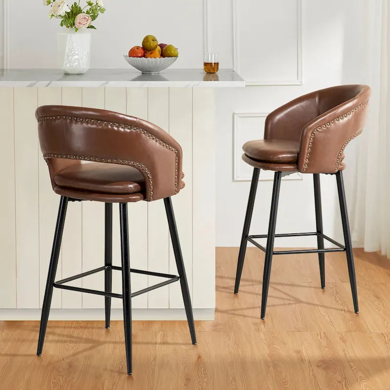 Tabouret de bar en similicuir de haute qualité, style médiéval-moderne, hauteur 40,5 pouces