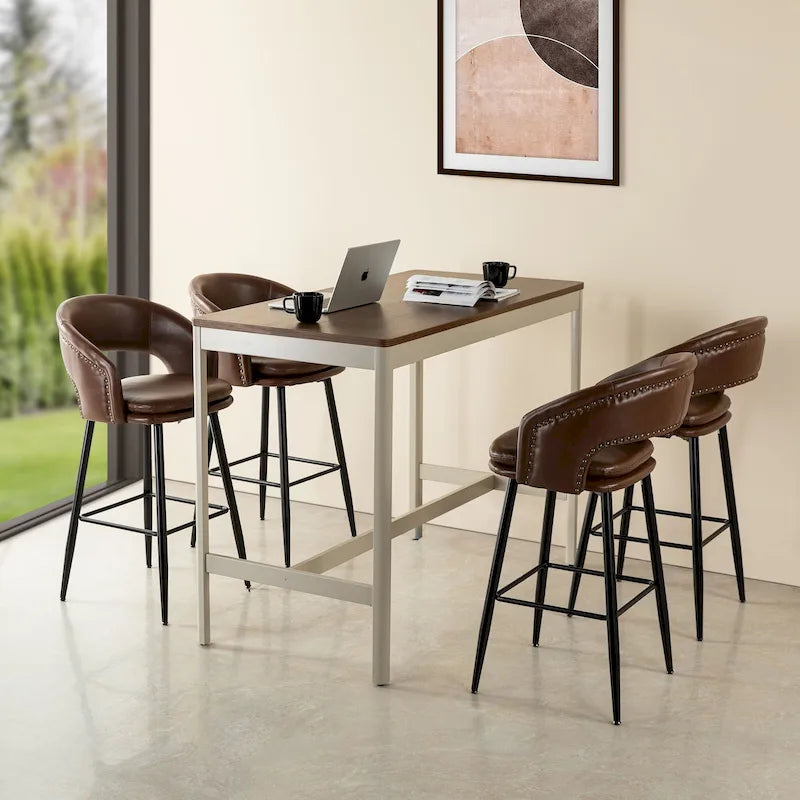 Tabouret de bar en similicuir de haute qualité, style médiéval-moderne, hauteur 40,5 pouces