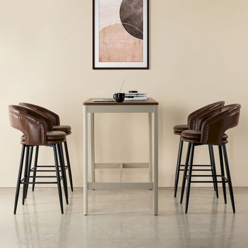 Tabouret de bar en similicuir de haute qualité, style médiéval-moderne, hauteur 40,5 pouces