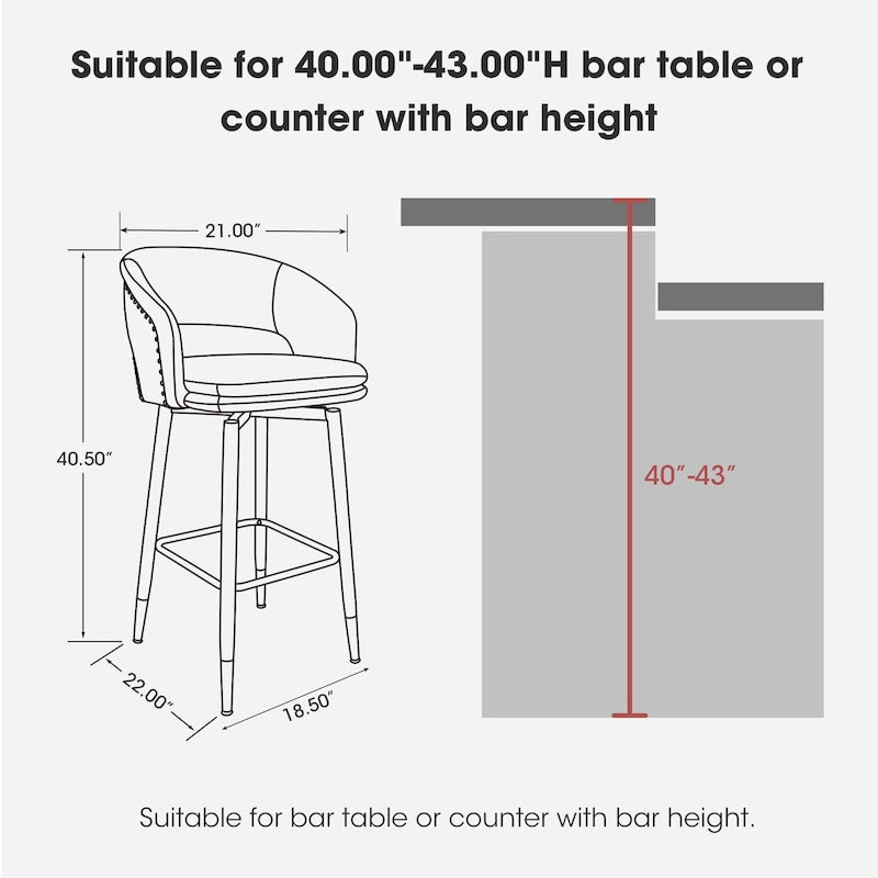 Tabouret de bar en similicuir de haute qualité, style médiéval-moderne, hauteur 40,5 pouces