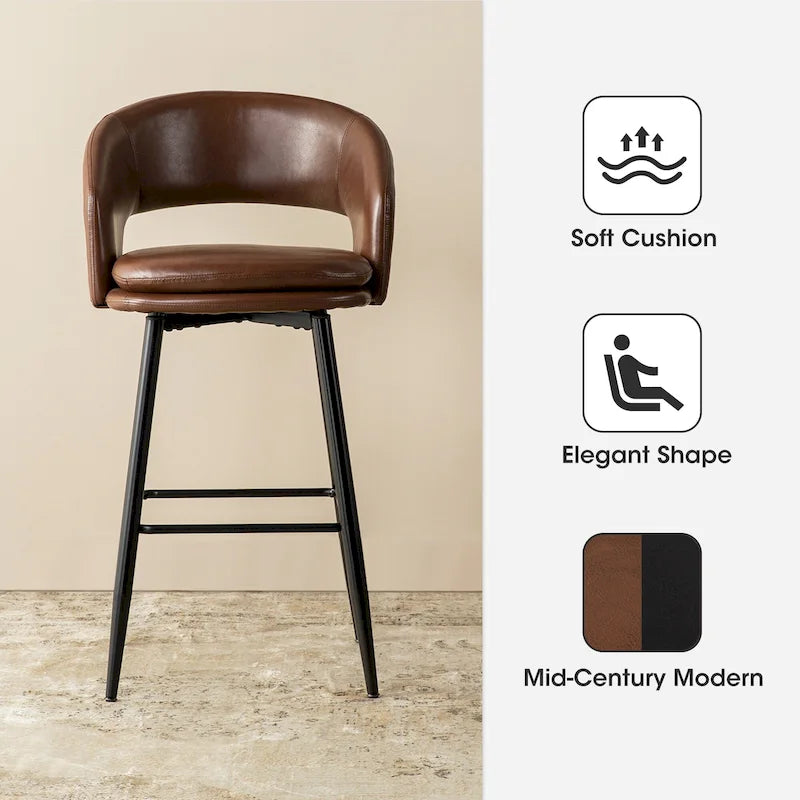 Tabouret de bar en similicuir de haute qualité, style médiéval-moderne, hauteur 40,5 pouces