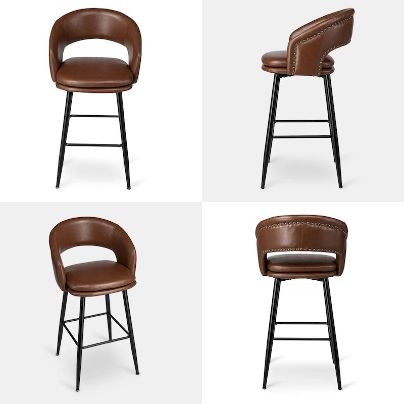 Tabouret de bar en similicuir de haute qualité, style médiéval-moderne, hauteur 40,5 pouces