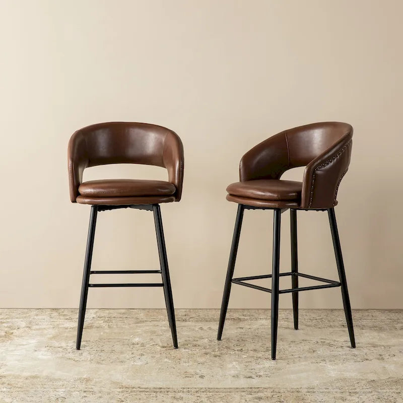 Tabouret de bar en similicuir de haute qualité, style médiéval-moderne, hauteur 40,5 pouces