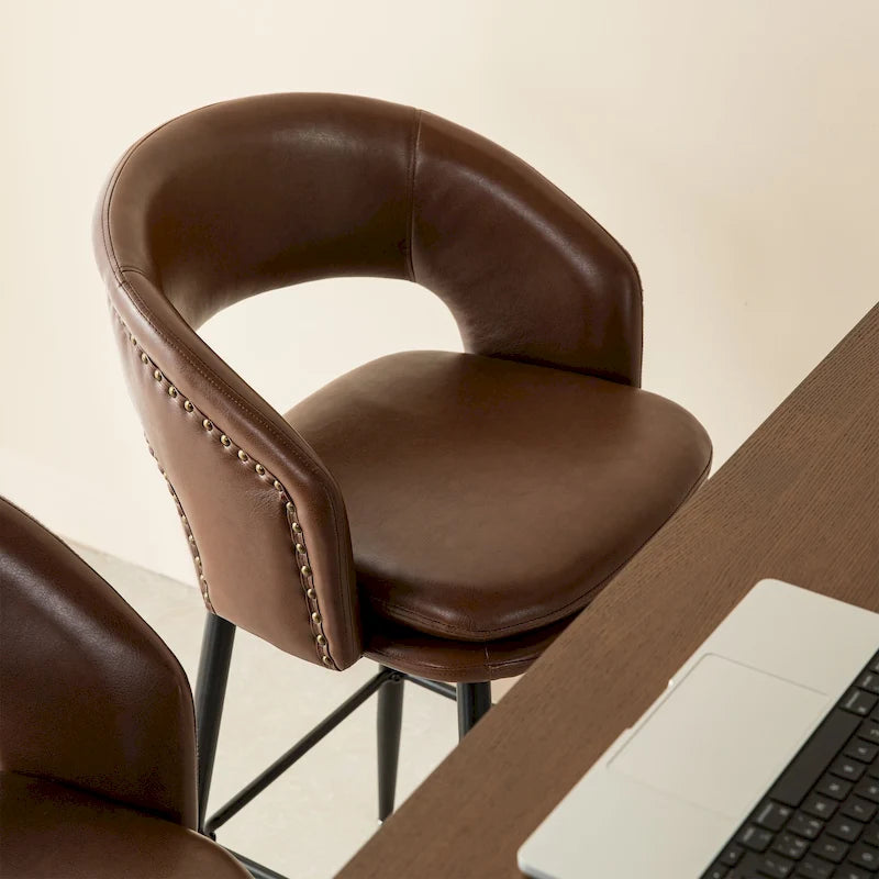 Tabouret de bar en similicuir de haute qualité, style médiéval-moderne, hauteur 40,5 pouces