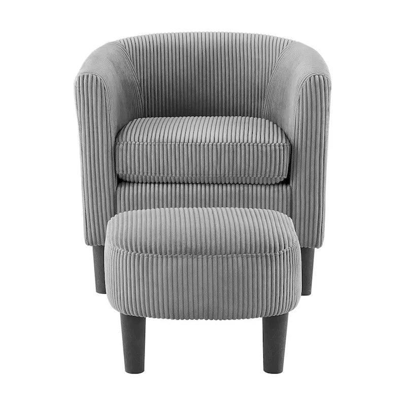 Fauteuil individuel en velours côtelé avec repose-pieds ottoman