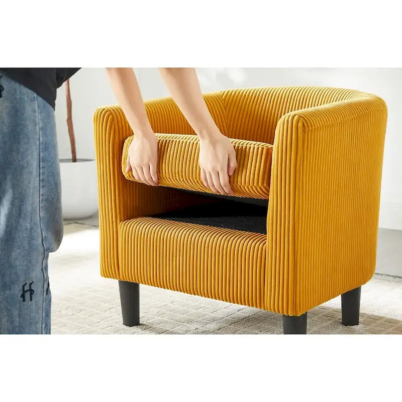 Fauteuil individuel en velours côtelé avec repose-pieds ottoman