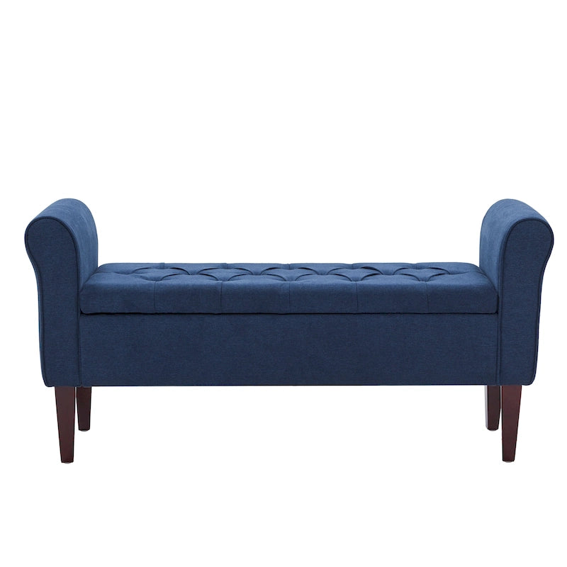 Banc de rangement capitonné, banc d'entrée avec accoudoirs et plateau rabattable capitonné