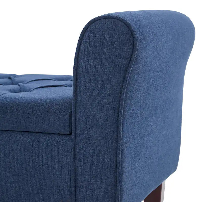 Banc de rangement capitonné, banc d'entrée avec accoudoirs et plateau rabattable capitonné