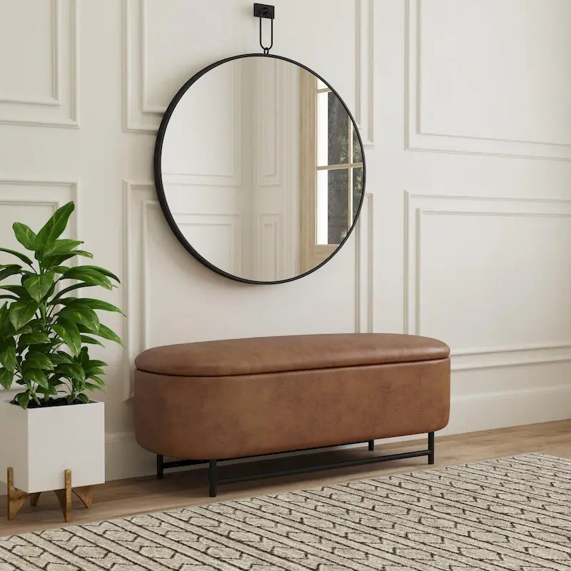 Banc de rangement moderne Ellipse avec pieds en métal