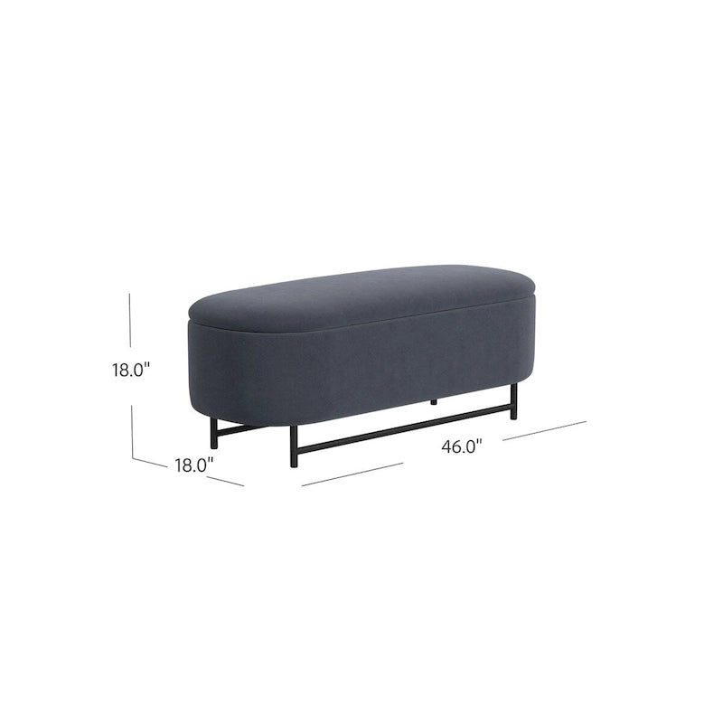 Banc de rangement moderne Ellipse avec pieds en métal