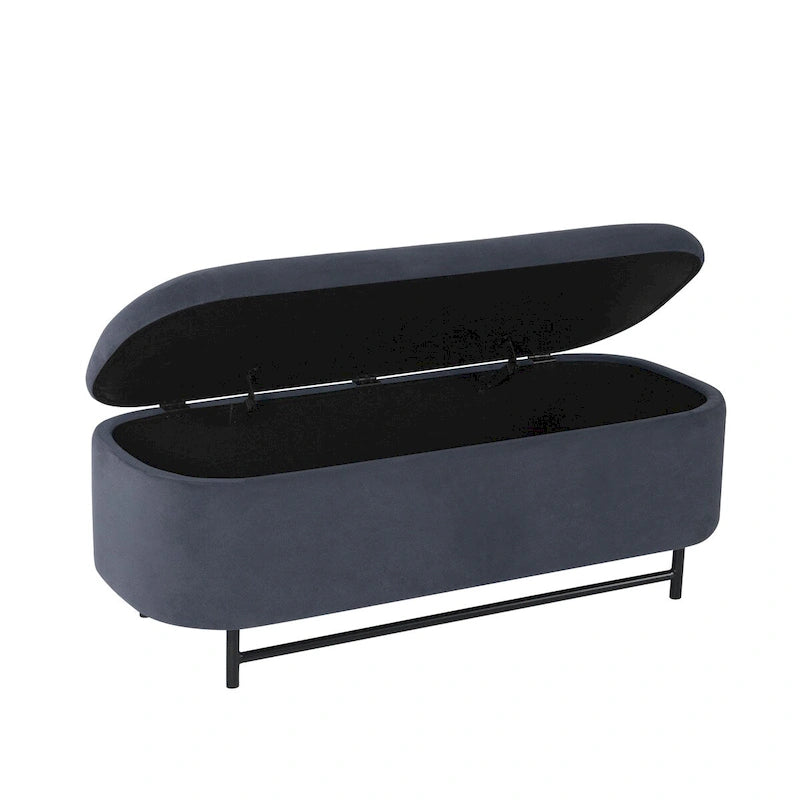 Banc de rangement moderne Ellipse avec pieds en métal