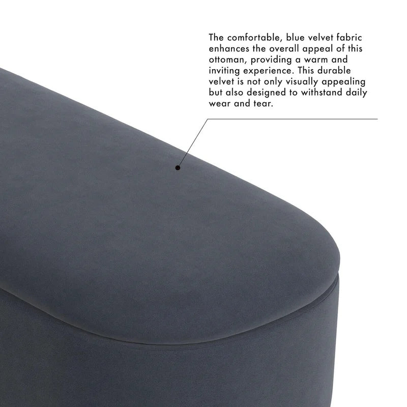 Banc de rangement moderne Ellipse avec pieds en métal