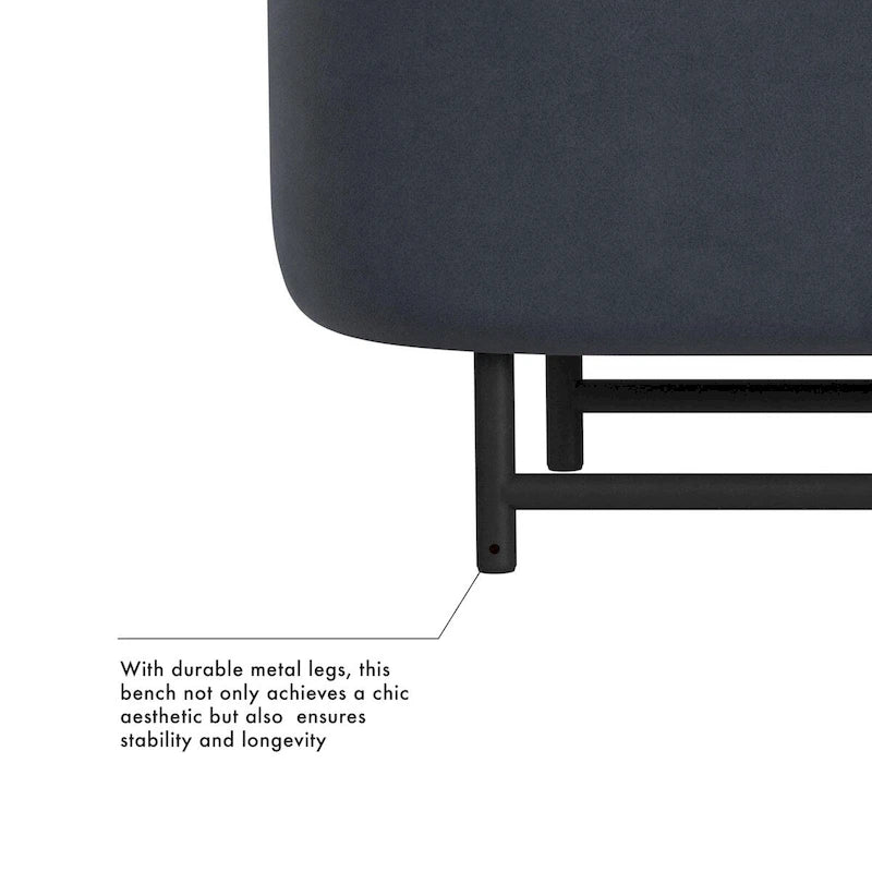 Banc de rangement moderne Ellipse avec pieds en métal