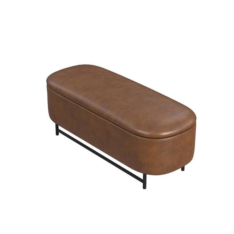 Banc de rangement moderne Ellipse avec pieds en métal