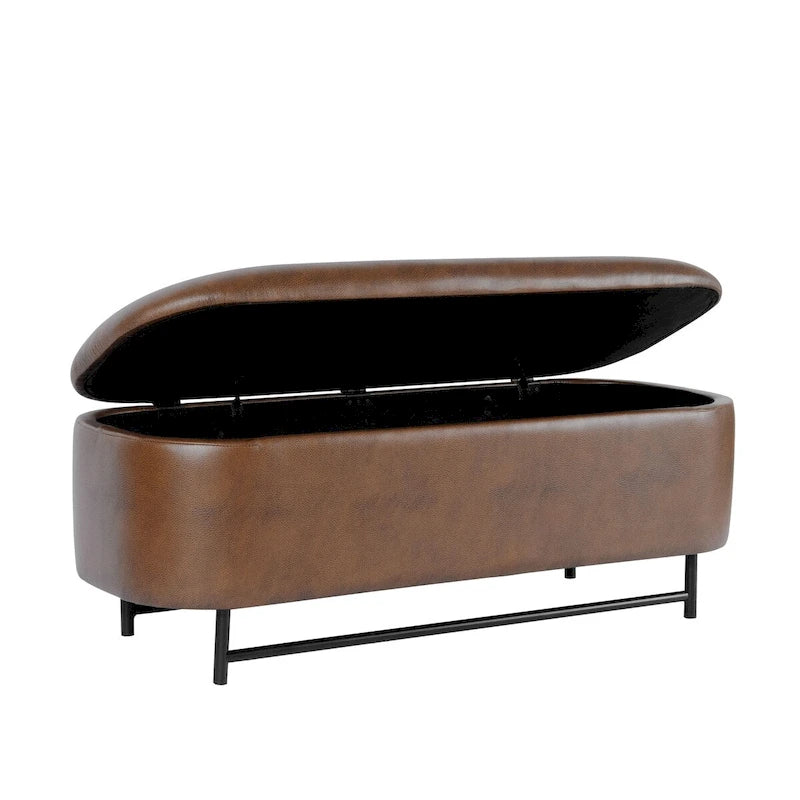 Banc de rangement moderne Ellipse avec pieds en métal