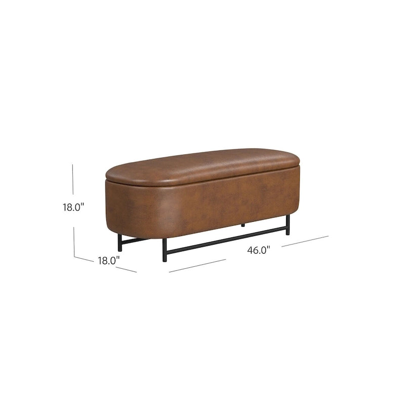 Banc de rangement moderne Ellipse avec pieds en métal