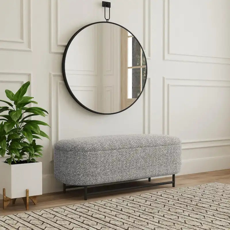 Banc de rangement moderne Ellipse avec pieds en métal