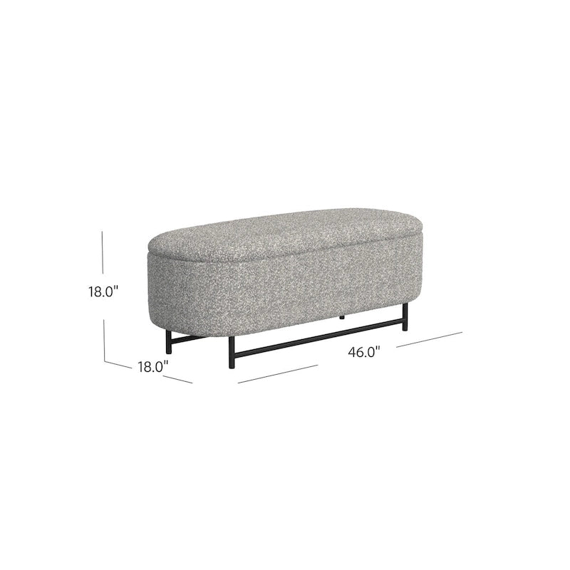 Banc de rangement moderne Ellipse avec pieds en métal