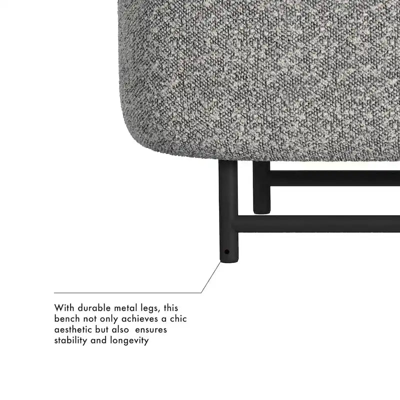 Banc de rangement moderne Ellipse avec pieds en métal