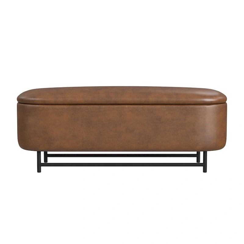 Banc de rangement moderne Ellipse avec pieds en métal