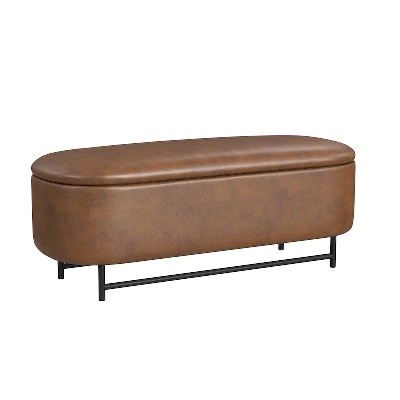 Banc de rangement moderne Ellipse avec pieds en métal