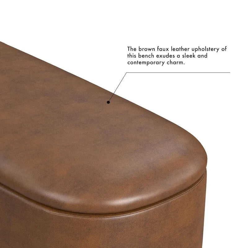 Banc de rangement moderne Ellipse avec pieds en métal