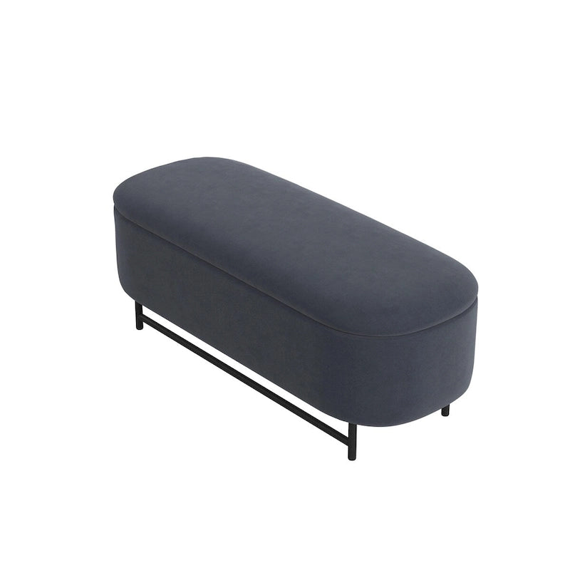 Banc de rangement moderne Ellipse avec pieds en métal