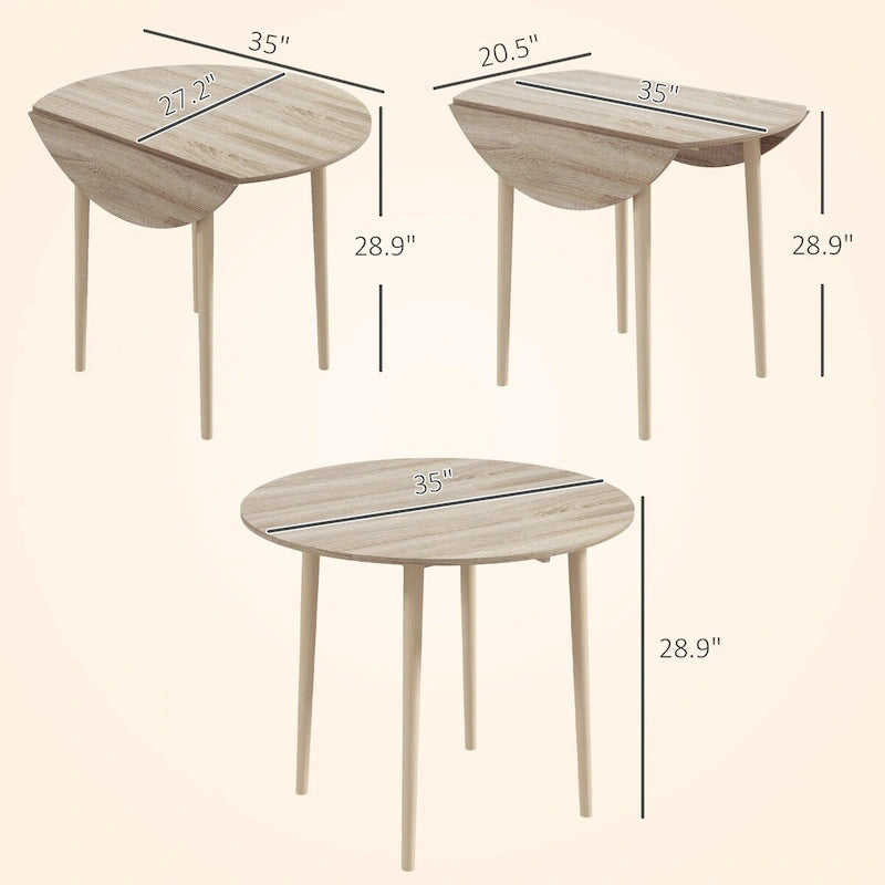 Table à manger ronde pliante, plateau rabattable
