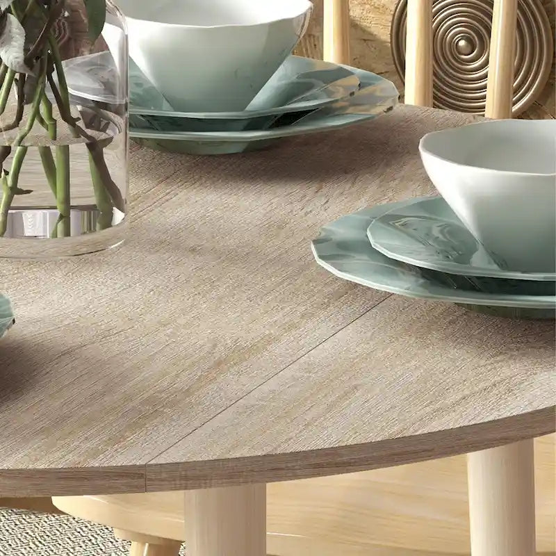 Table à manger ronde pliante, plateau rabattable