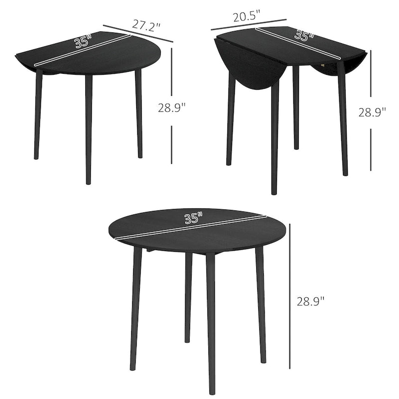 Table à manger ronde pliante, plateau rabattable