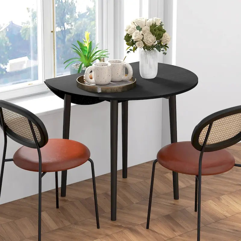 Table à manger ronde pliante, plateau rabattable