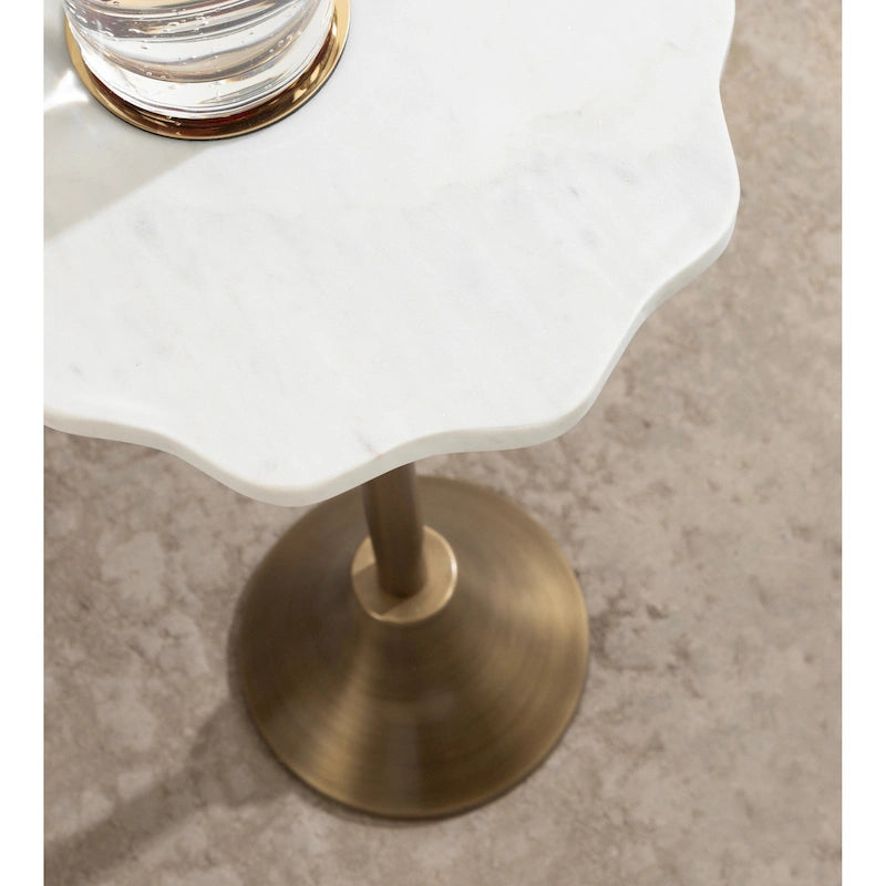 Table d'appoint festonnée en marbre et métal