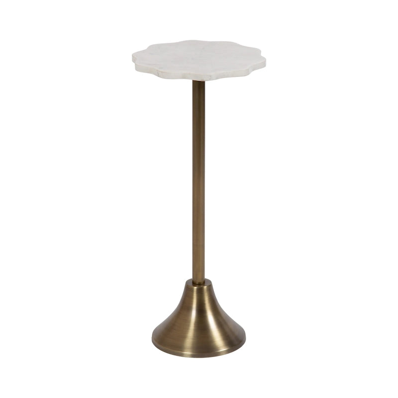Table d'appoint festonnée en marbre et métal