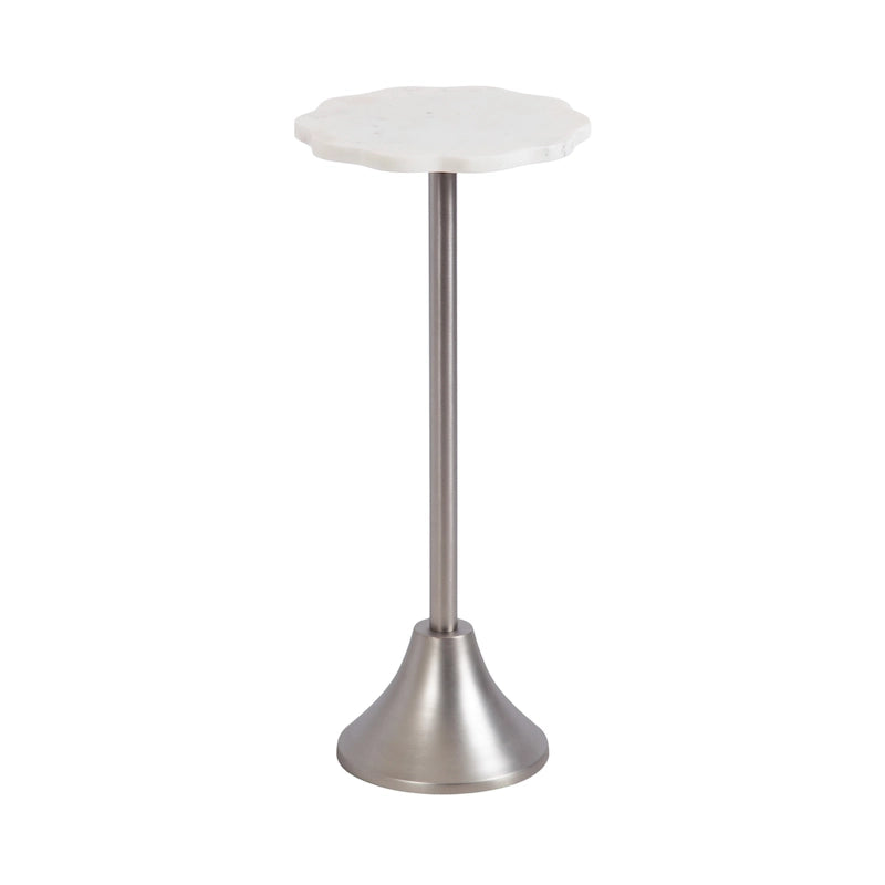 Table d'appoint festonnée en marbre et métal