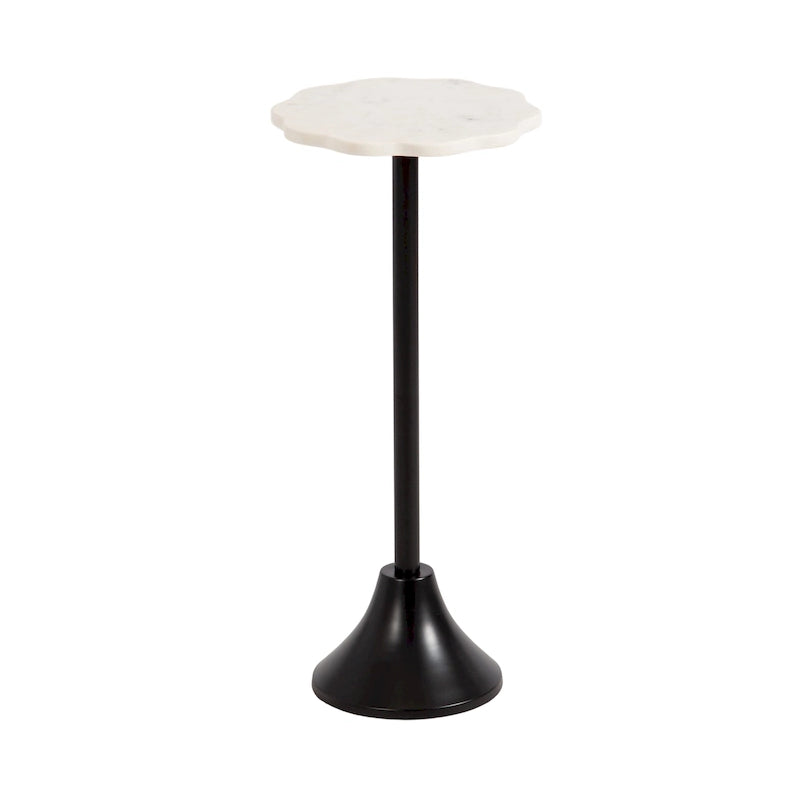 Table d'appoint festonnée en marbre et métal