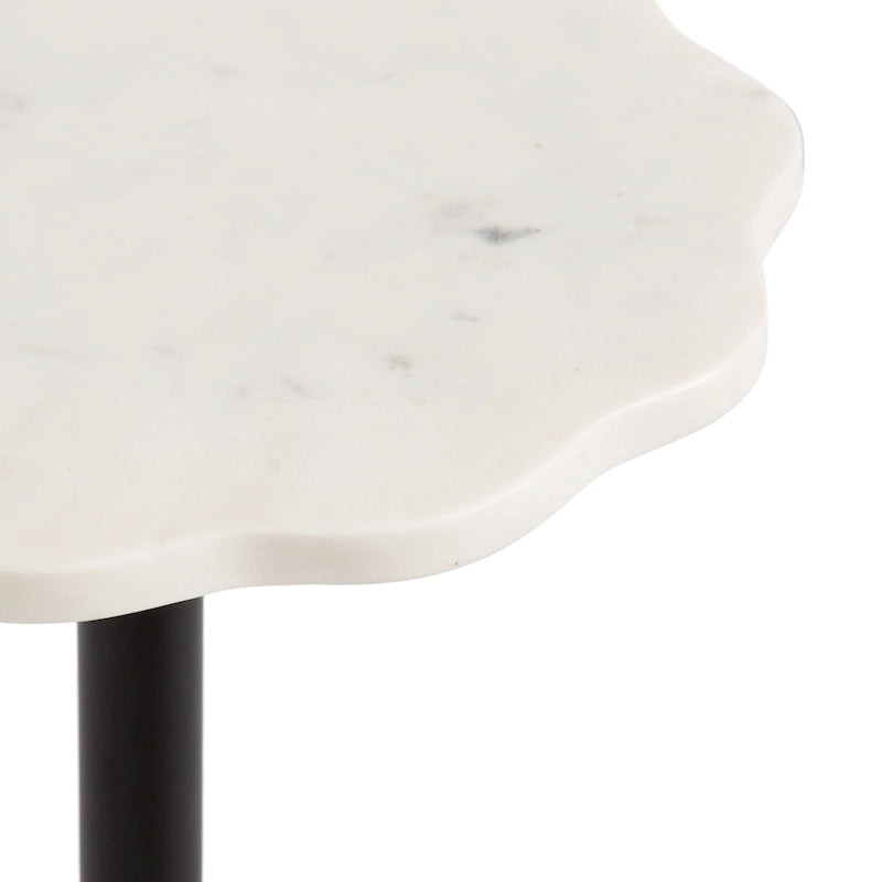 Table d'appoint festonnée en marbre et métal