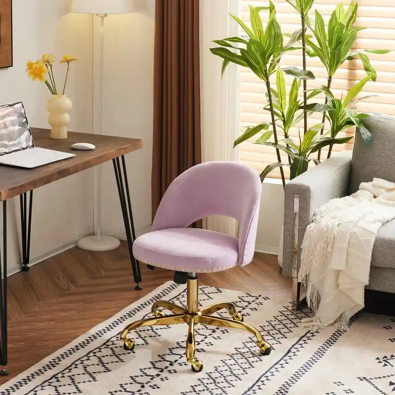 Bureau et chaise de bureau à domicile mignons et modernes en tissu avec roulettes