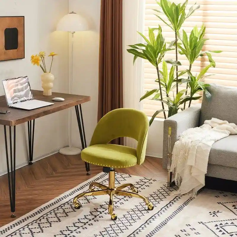 Bureau et chaise de bureau à domicile mignons et modernes en tissu avec roulettes
