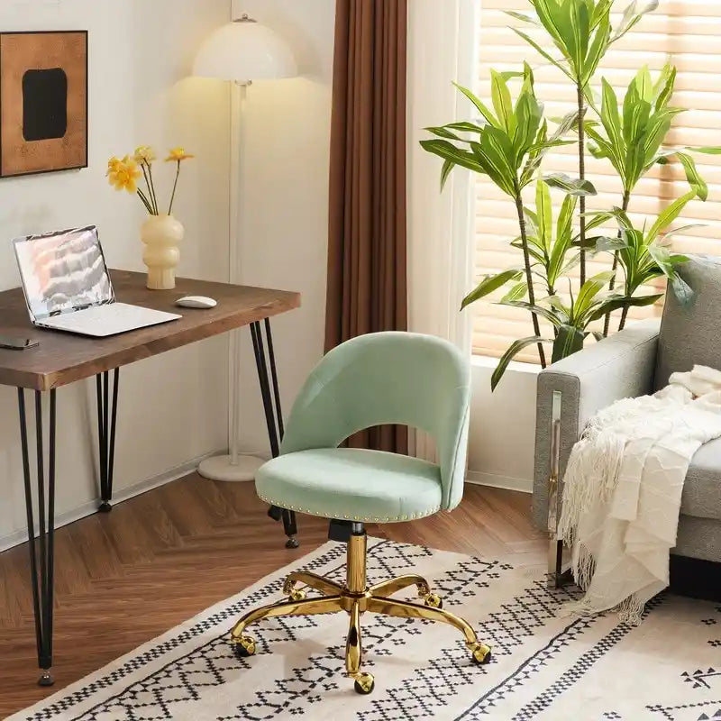 Bureau et chaise de bureau à domicile mignons et modernes en tissu avec roulettes