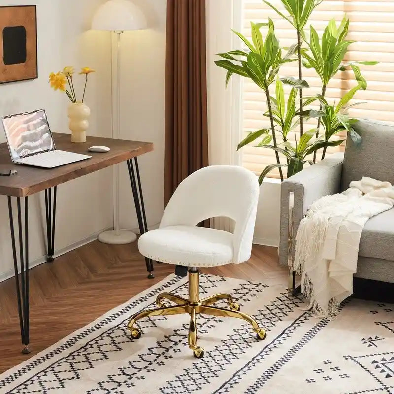 Bureau et chaise de bureau à domicile mignons et modernes en tissu avec roulettes