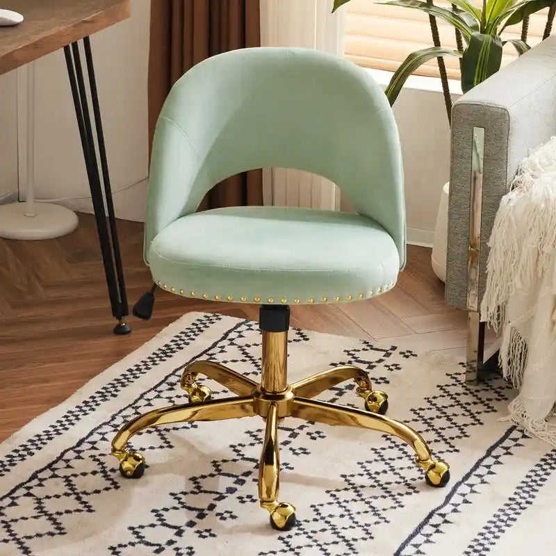 Bureau et chaise de bureau à domicile mignons et modernes en tissu avec roulettes
