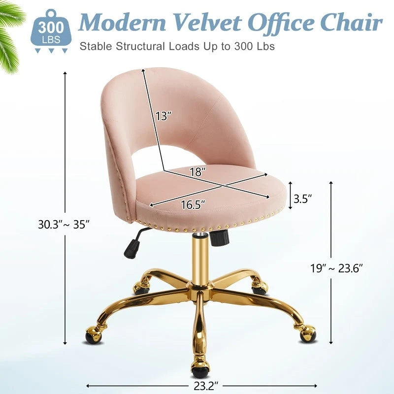 Bureau et chaise de bureau à domicile mignons et modernes en tissu avec roulettes