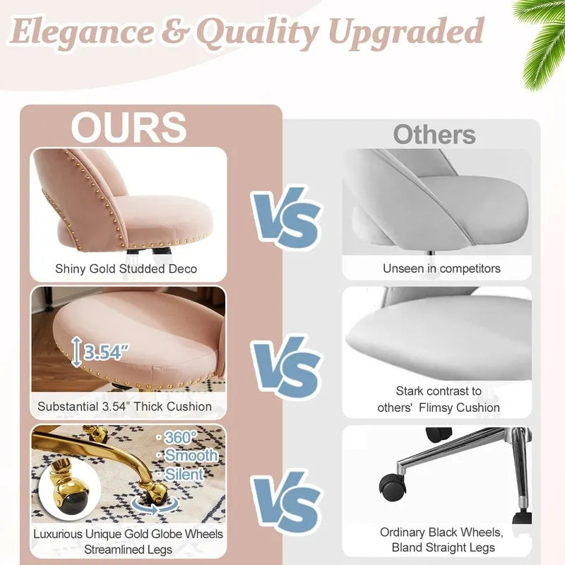 Bureau et chaise de bureau à domicile mignons et modernes en tissu avec roulettes